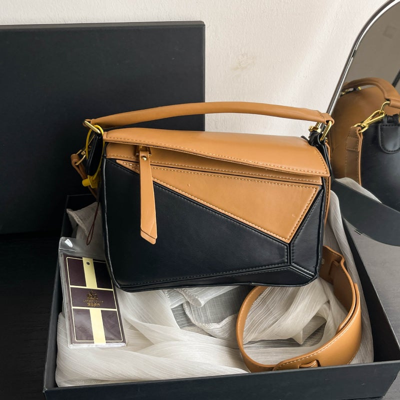 Hand Bag Small Bag Women'S New All-Match Casual Pillow Bag Geometric Stitching Shoulder Bag Portable Crossbody Bag - Image 1