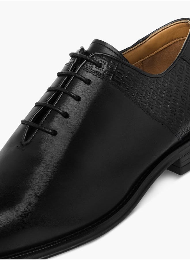 DUCHINI Mens Monogram Textured Lace-Up Oxford Shoes  - Image 4