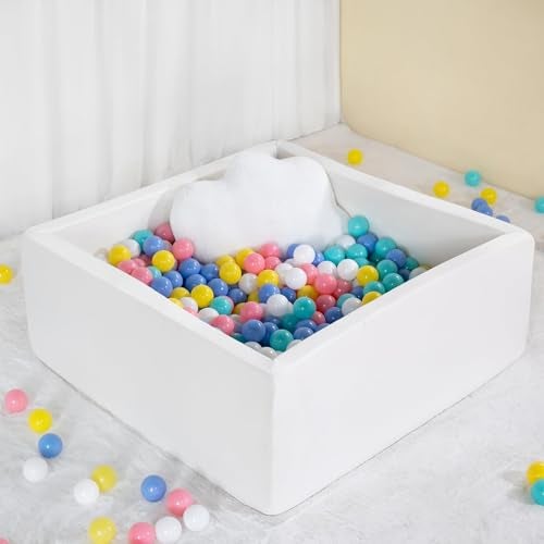 UHAPPYEE Square Foam Ball Pit for Toddler35x35x12 Soft Ball Pit Pool with Removable Cover Indoor Memory Sponge Ball Playpen Without Balls  White - Image 5