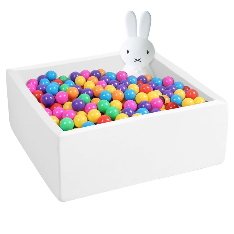 UHAPPYEE Square Foam Ball Pit for Toddler35x35x12 Soft Ball Pit Pool with Removable Cover Indoor Memory Sponge Ball Playpen Without Balls  White - Image 3