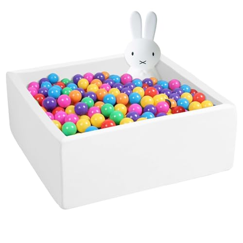 UHAPPYEE Square Foam Ball Pit for Toddler35x35x12 Soft Ball Pit Pool with Removable Cover Indoor Memory Sponge Ball Playpen Without Balls  White - Image 1
