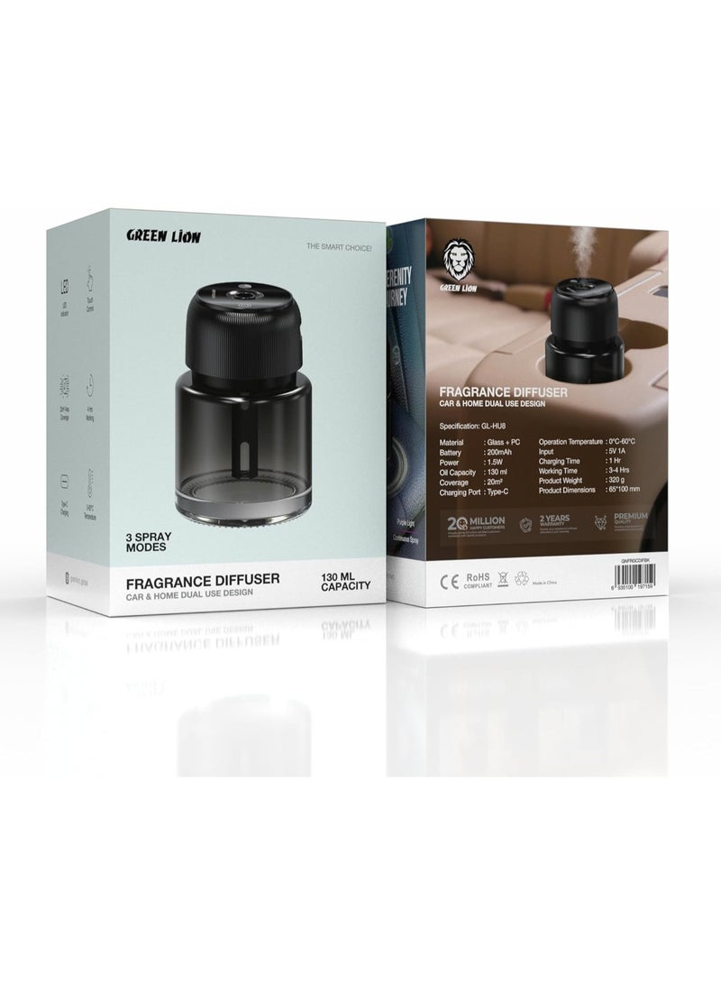 Green Lion 130ml Fragrance Diffuser - 3 Spray Modes, Touch Control, LED Display, 3-4 Hour Runtime, 20m² Coverage, Quick Charging, 1.5W Power, Silent Operation - Image 5