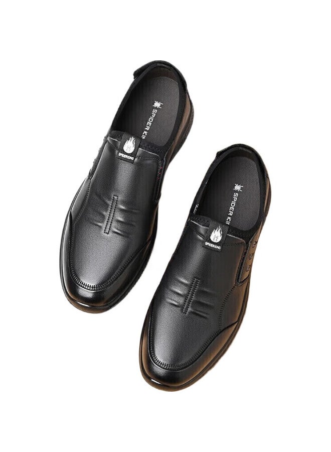 Spider King Business Casual Leather Shoes For Men, Slip-On Loafers, Soft-Soled Driving Shoes, Lightweight And Durable Dad Shoes, Black, Size 39 - Image 2