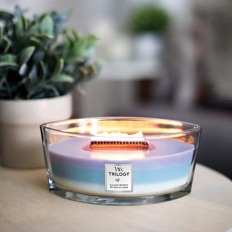 WoodWick Scented Candle, Calming Retreat Ellipse Trilogy Candle, with Crackling Wick, Burn Time: Up to 50 Hours, Scented Candles Gifts for Women - Image 4