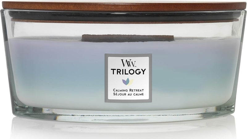 WoodWick Scented Candle, Calming Retreat Ellipse Trilogy Candle, with Crackling Wick, Burn Time: Up to 50 Hours, Scented Candles Gifts for Women - Image 1