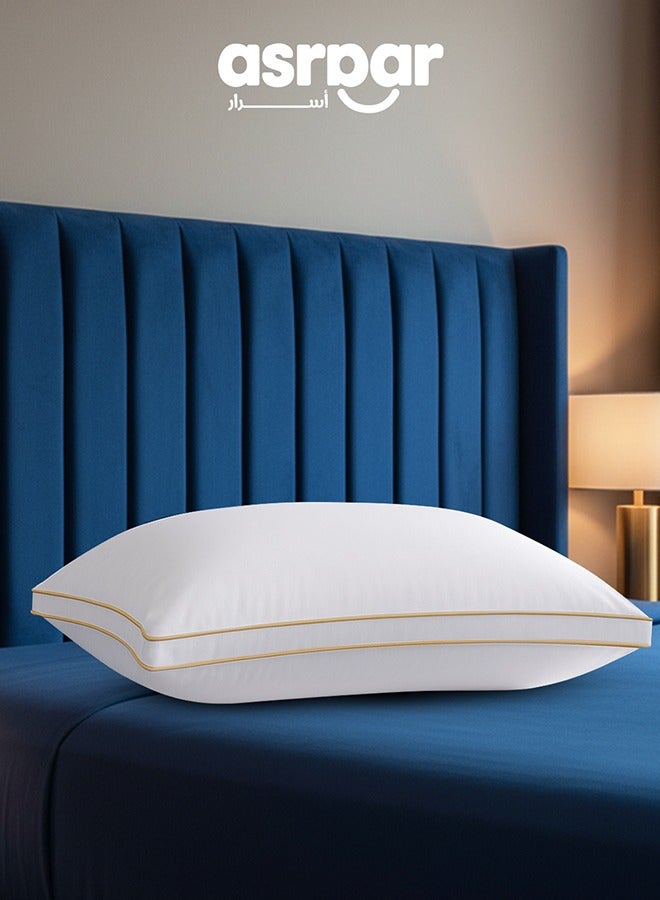 Asraar Premium 20 cm Thick Microfiber Bed Pillow, 1000 Grams Hotel-Quality Cooling Pillow, Standard Size 75 x 50 cm - Ideal for All Sleep Positions, Fluffy Bed Pillows for Bed, Machine Washable Bed Pillow - White 1 Pillow - Image 1