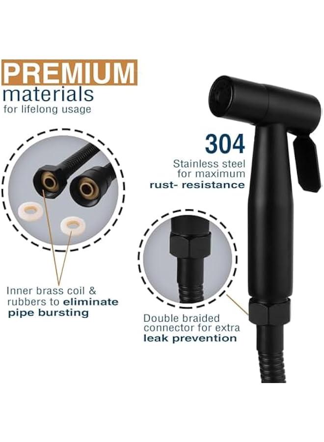 ميكسد Handheld Bidet Sprayer for toilet, 304 Grade Stainless Steel Bathroom Jet Spray with 1.2 Meter Shower Tube, Portable Adjustable Water Pressure Handheld Bidet Sprayer for Bathroom - Image 3