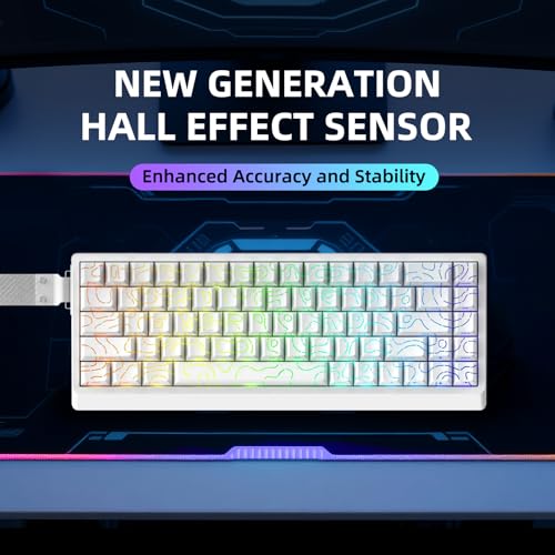 IROK ND68PRO 68 Keys Wired Magnetic Switch Keyboard, 0.001MM RT Accuracy, 8KHZ Polling Rate/Latency As 0.08MS/256KHZ Single Key Scan Rate/ARGB，Hot Swappable,Gasket Structure Gaming Keyboard(White) - Image 2