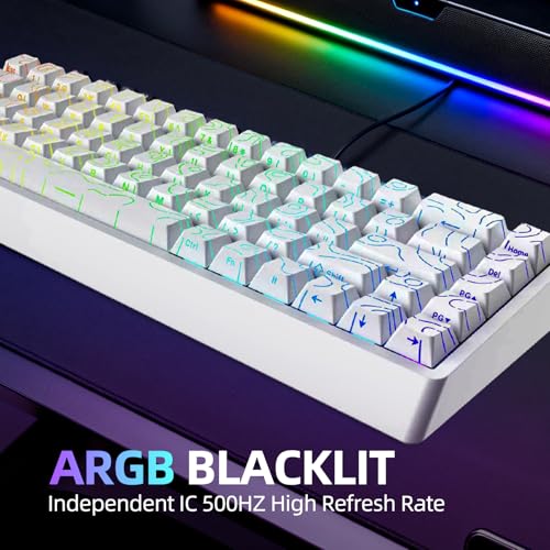 IROK ND68PRO 68 Keys Wired Magnetic Switch Keyboard, 0.001MM RT Accuracy, 8KHZ Polling Rate/Latency As 0.08MS/256KHZ Single Key Scan Rate/ARGB，Hot Swappable,Gasket Structure Gaming Keyboard(White) - Image 4