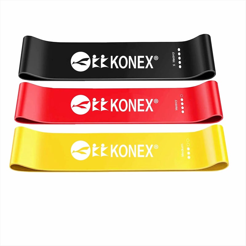 KONEX Natural Latex Resistance Band Loops for Men & Women | High Elasticity, Durable & Odour Free | Ideal for Home or Gym Workouts, Exercises, Stretching, Pull Ups, and Booty Toning (Pack of 3) - Image 1