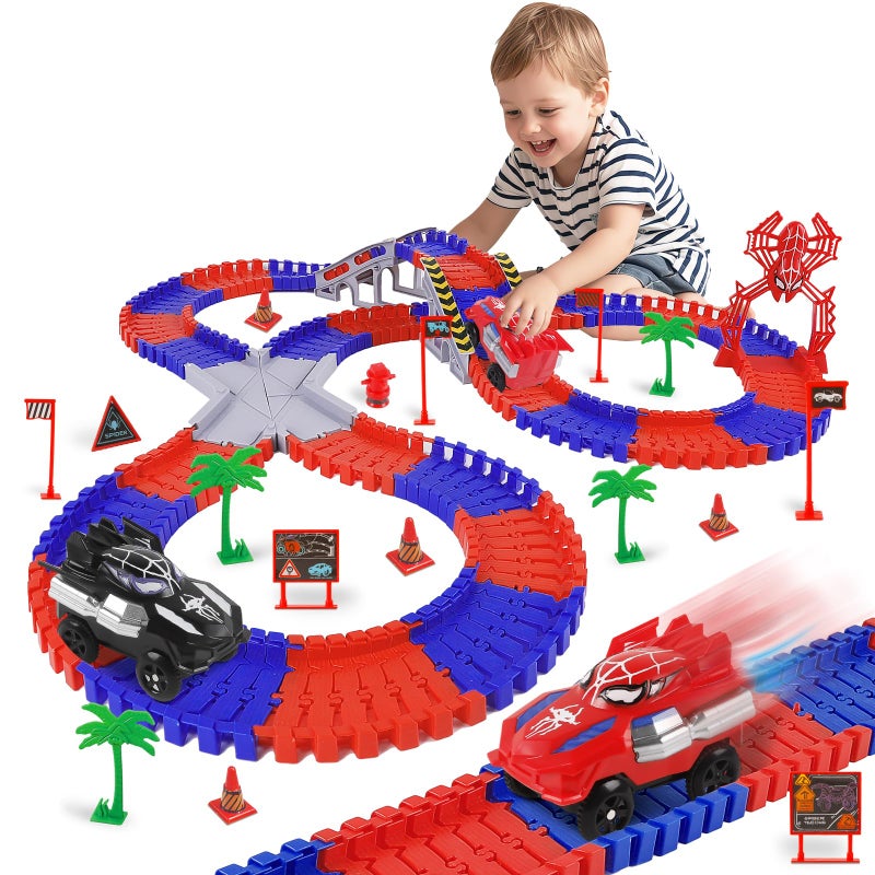 M SANMERSEN Spider Toys for Boys 46 212 PCS Race Car Track for Kids Ages 48 Monster Truck 2 Year Old Birthday Gift Toddler Cars Toy for 3 Year Old Boy Girl - Image 2