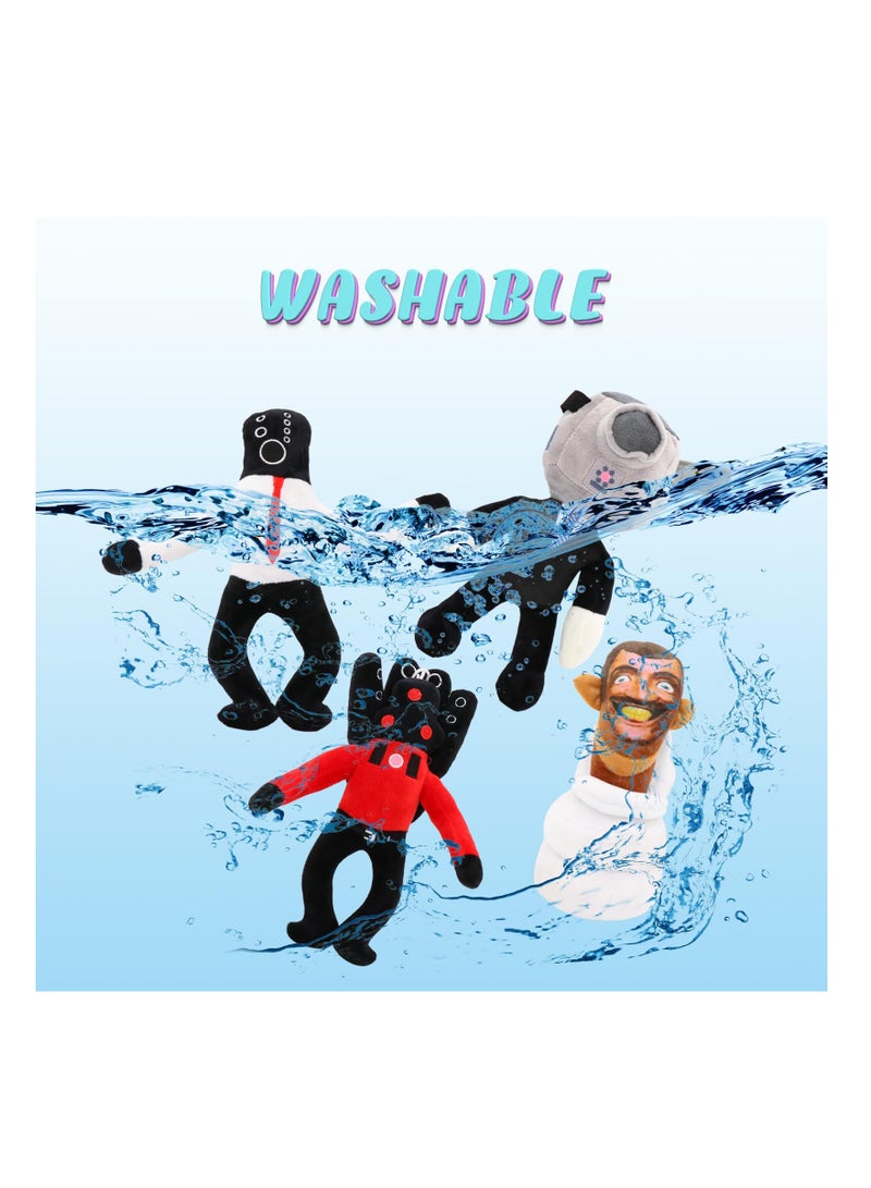 SYOSI ٤ قطع لعبة دمى تواليت سكيبدى المحشوة، لعبة المحشو سبيكرمان بطول ١١.٣ بوصة، دمية حيوانية محشوة، لعبة شخصية سبيكرمان المحشوة، لعبة حيوانية محشوة بموضوع سكيبدى لمحبي الأطفال والكبار هدية - Image 4