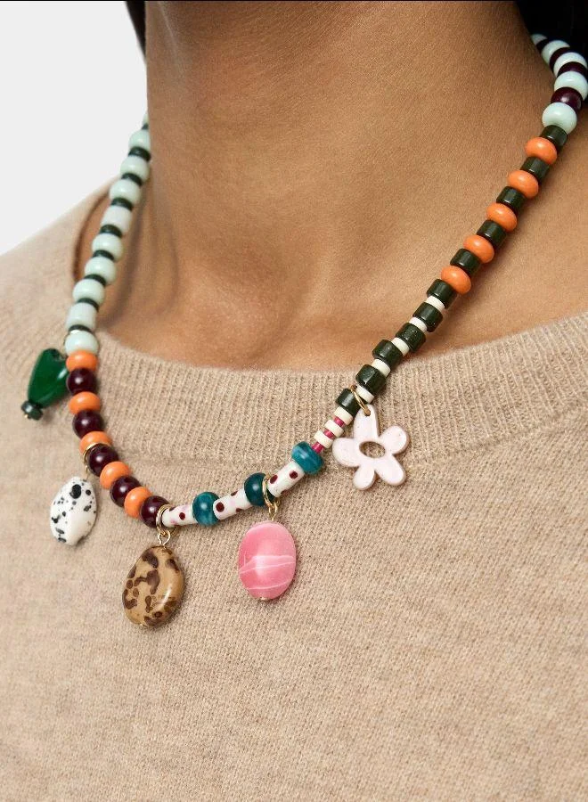 بارفوا عقد قصير مع خرز متعدد الألوان متعدد الألوان متعدد الألوان