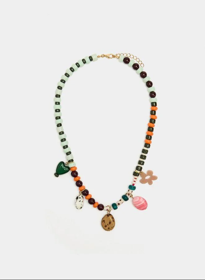 بارفوا عقد قصير مع خرز متعدد الألوان متعدد الألوان متعدد الألوان