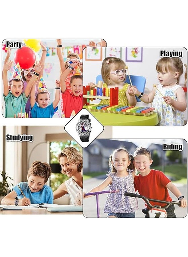 ساعة أطفال - ساعة أنالوج خارقة للأولاد والبنات، ساعة معصم بحزام قابل للتعديل ووقت تعلم مع وميض بثلاثة ألوان، هدية رائعة وغير مكلفة للأطفال الصغار والأولاد والبنات - Image 5