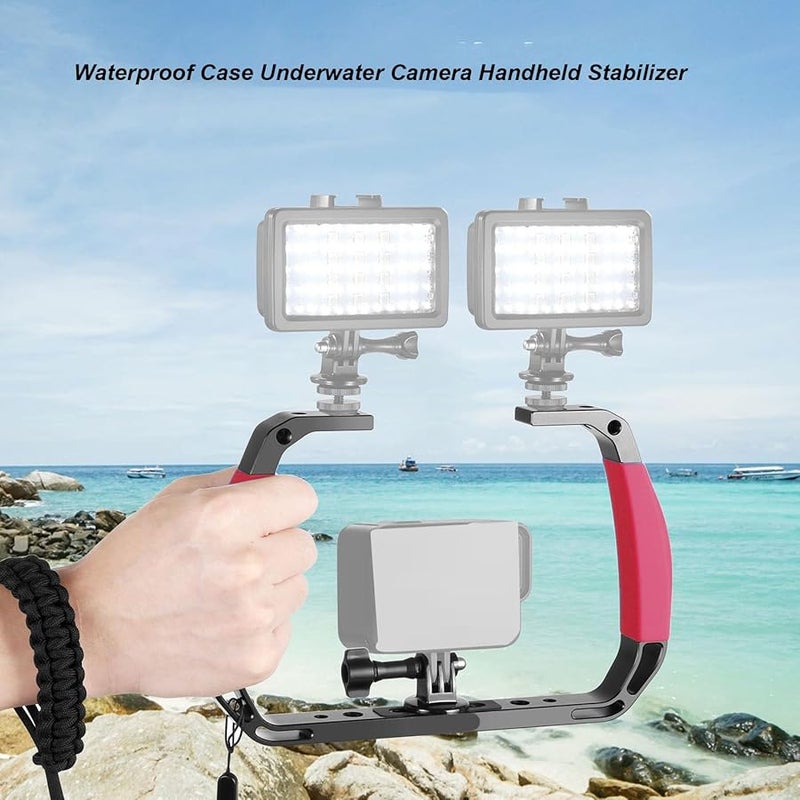 Red Dual Cold Shoe Mount Underwater Diving Rig For Action Camera Scuba Snorkeling - Image 4