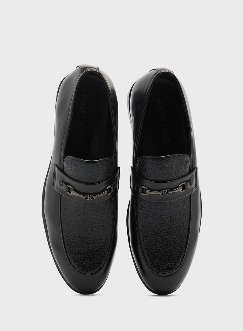 Robert Wood Buckle Detail Formal Slip Ons - Image 4