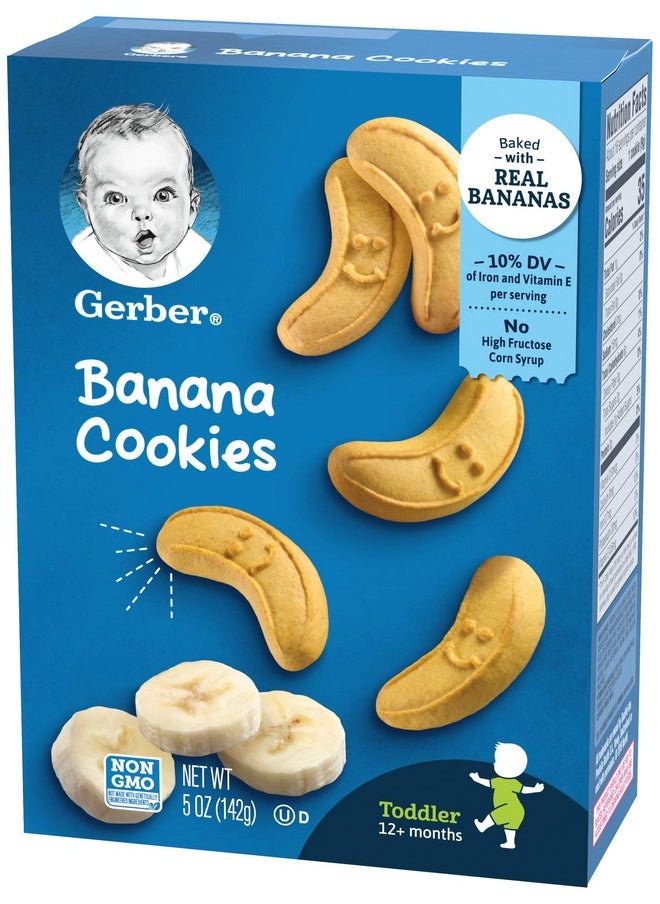 Gerber Gerber Toddler Cookies, Banana Cookies, Baked with Real Bananas, Non GMO Cookies for Toddlers, 5 Ounce Box (Pack of 5)  - Image 3