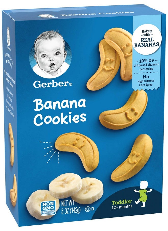 Gerber Gerber Toddler Cookies, Banana Cookies, Baked with Real Bananas, Non GMO Cookies for Toddlers, 5 Ounce Box (Pack of 5)  - Image 2