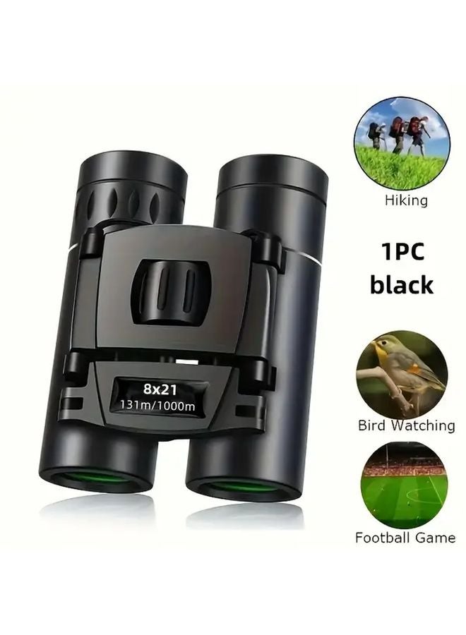 Black 8x21mm Binoculars Compact Foldable Lightweight for Hunting Bird Watching Camping - Image 2