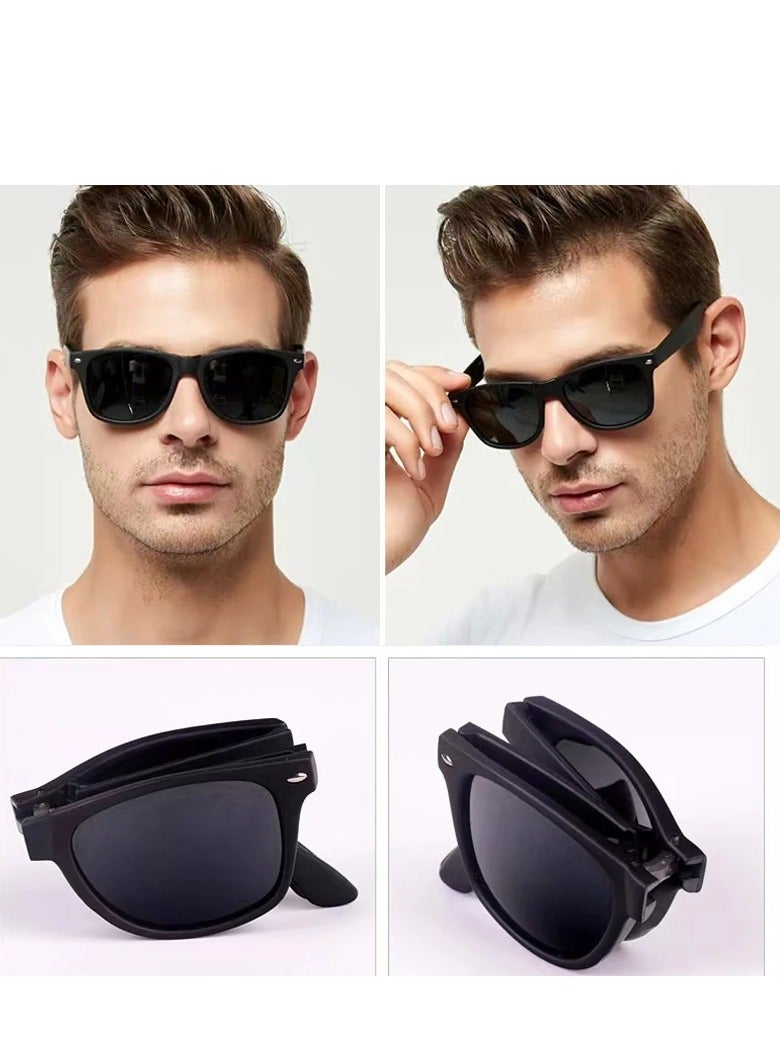 Generic Foldable Sunglasses with Bag for Men and Women - Square Folding Easy to Carry Foldable Sun Visor UV400 Protection Lenses - Sun Protection Sunglasses Suitable for Summer Outdoor Beach Travel Camping - Image 2