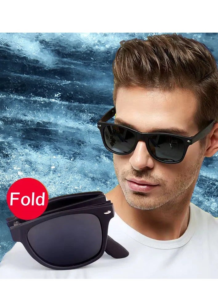 Generic Foldable Sunglasses with Bag for Men and Women - Square Folding Easy to Carry Foldable Sun Visor UV400 Protection Lenses - Sun Protection Sunglasses Suitable for Summer Outdoor Beach Travel Camping - Image 4