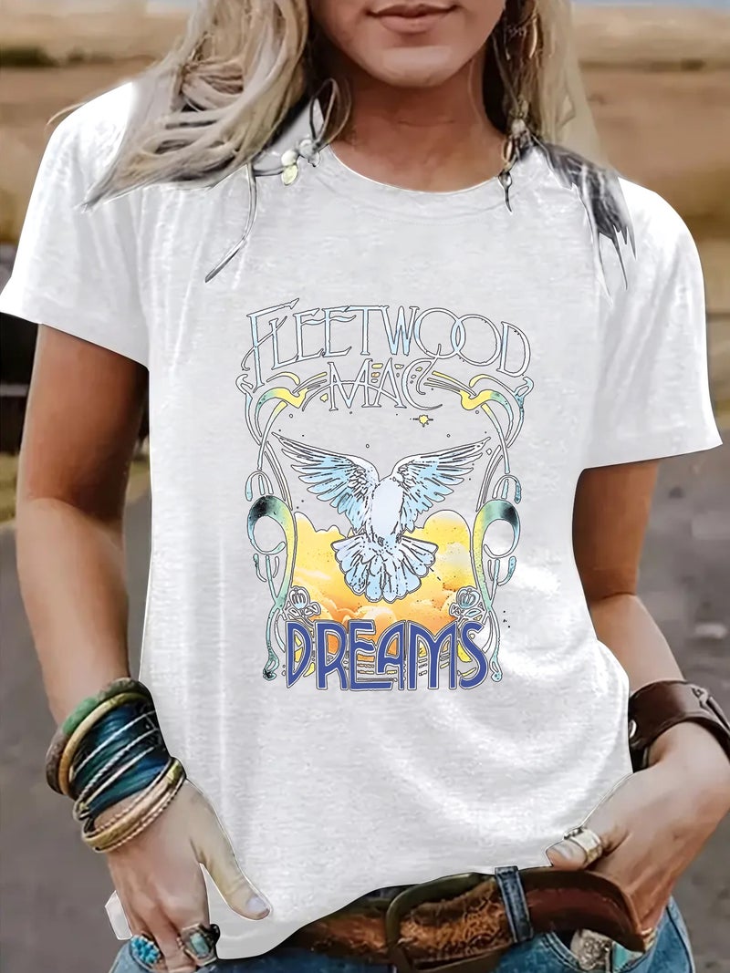 Summer Women'S Pigeon Pattern Round Neck Short Sleeve Leisure Fashion Explosion T-Shirt E-Commerce - Image 1