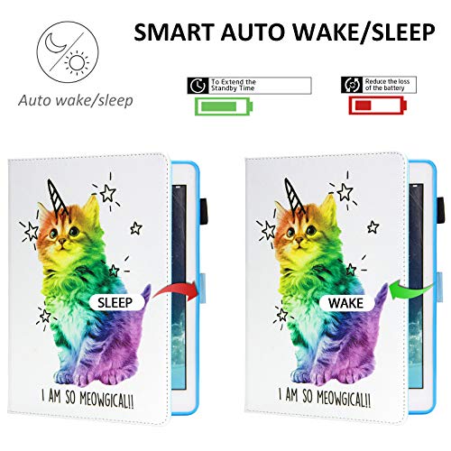 Dteck PU Leather Folio Folding Adjustable Stand Auto Wake/Sleep Smart Wallet Case for iPad 9.7 inch (2018/2017, Air 1/2, 6th/5th Gen), Shiny Cat - Image 3