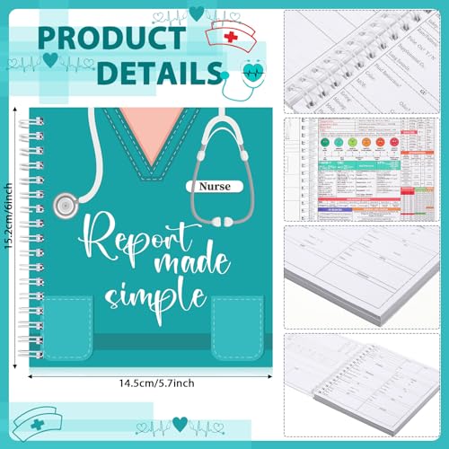 Pajean 4 Pcs Nurse Report Sheet Notebooks with Medical Pens Light Made Simple Pocket Journals Spiral Essentials Notepads for Nurse Appreciation Gifts Rn Student Clinical Supplies(Wide) - Image 2