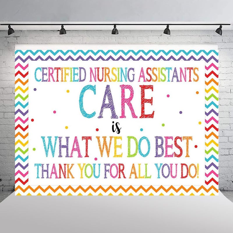 ARS Backdrop for ''CERTIFIED NURSING ASSISTANTS CARE - WHAT WE DO BEST-THANK YOU FOR ALL YOU DO!'' is Sign Photography Background Photo Booth Props Indoor Outdoor Party Supplies 7x5ft - Image 4