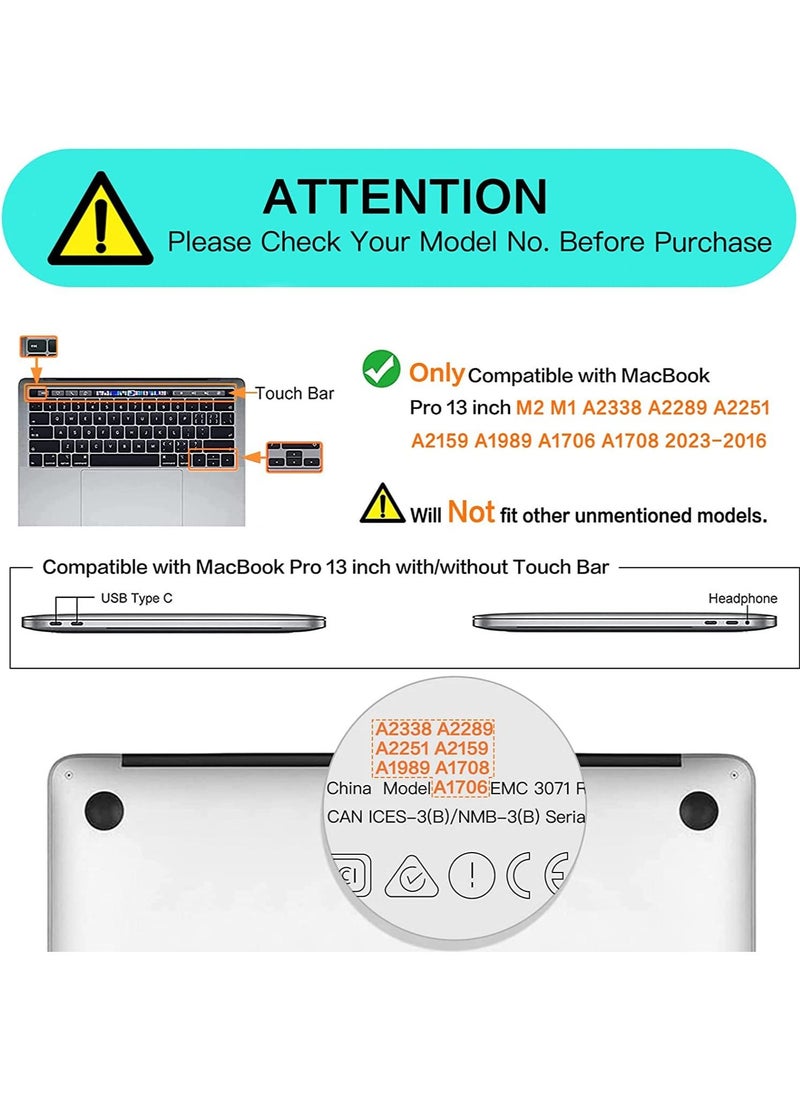 MacBook Pro 13 inch Case 2023 /2022 /2021 /2020-2016 M2 M1 A2338 A2251 A2289 A2159 A1989 A1708 A1706 with/Without Touch Bar Plastic Hard Shell Case Cover Mint Green