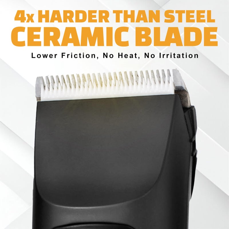 Brio مقص لحية بريفو بيردسكيب V1 للرجال احترافي بشفرة سيراميك منخفضة الاحتكاك، مقص شعر احترافي بدون سلك للحلاقين مع 4 ساعات من زمن البطارية الطويل، مثالي للحية والجسم (أسود) - Image 3