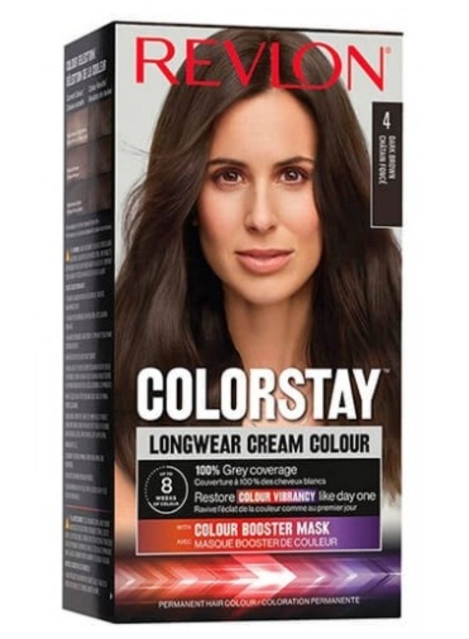 ريفلون صبغة شعر دائمة من ريفلون كولورستاي رقم 4، لون كستنائي داكن. - Image 1