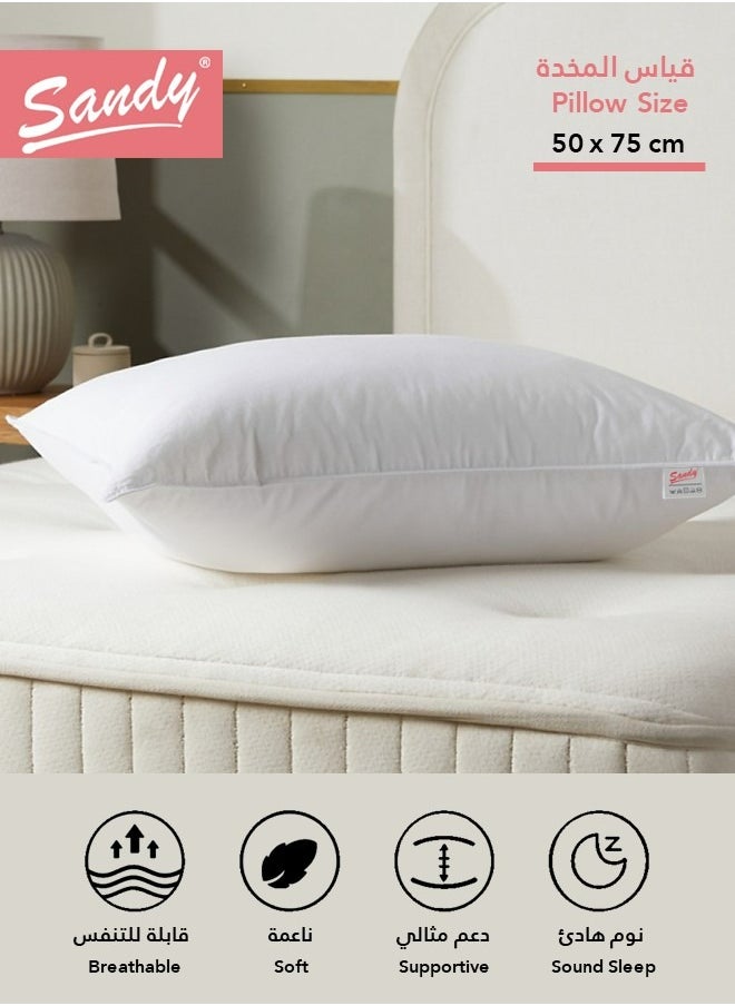 Sandy SANDY Luxurious Breathable Cotton Sleeping Bed Pillow 1 Piece, Super Soft Hotel Quality Down Alternative Filling, Queen Size 50 x 75 cm  - Image 1