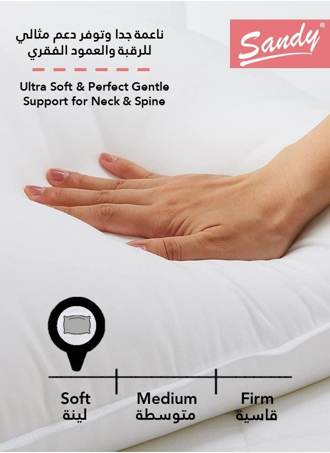 Sandy SANDY Luxurious Breathable Cotton Sleeping Bed Pillow 1 Piece, Super Soft Hotel Quality Down Alternative Filling, Queen Size 50 x 75 cm  - Image 2