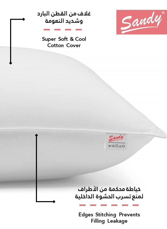 Sandy SANDY Luxurious Breathable Cotton Sleeping Bed Pillow 1 Piece, Super Soft Hotel Quality Down Alternative Filling, Queen Size 50 x 75 cm  - Image 3