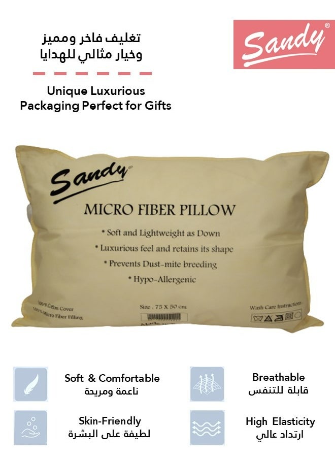 Sandy SANDY Luxurious Breathable Cotton Sleeping Bed Pillow 1 Piece, Super Soft Hotel Quality Down Alternative Filling, Queen Size 50 x 75 cm  - Image 4