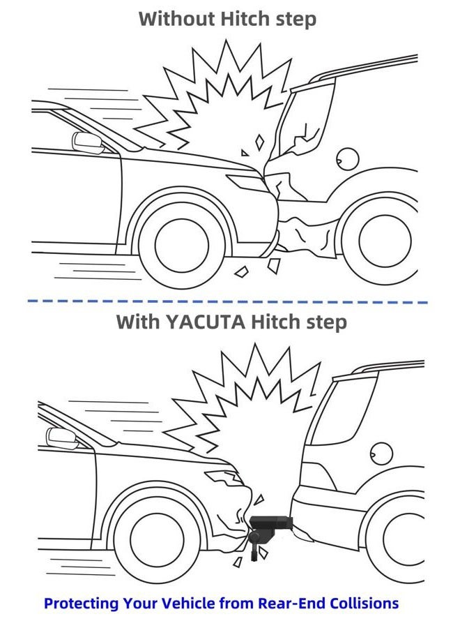 YACUTA Tow Hook Hitch Step, Rear Truck Step for Pet Jump in and Out Pickup Truck, Trailer or SUV. Solid and Easy Install with Lock Pin Keys，Size ‎6.3 x 23.8 x 4.6 inch. - Image 5