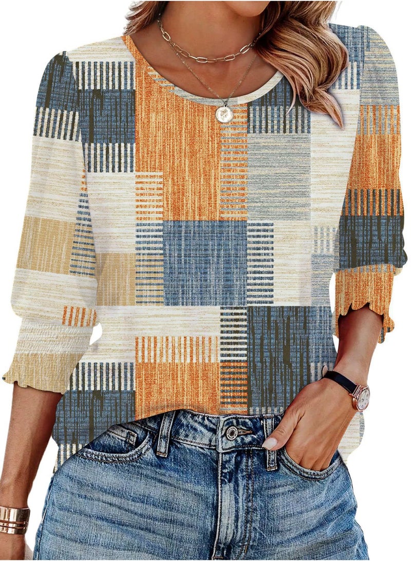 general XIEERDUO Blouses for Women Dressy Casual 3/4 Length Sleeve Womens Tops with Smocked Cuffs2025-2026 - Image 1