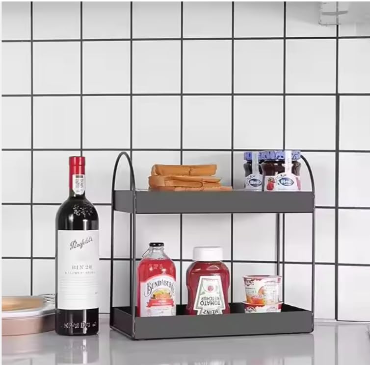 Clazkit Iron 2-Tier Countertop Kitchen Organizer | Tiered Shelf Storage Rack, Counter Top Organiser Storage Shelf for Home Kitchen and Bathroom - Image 4