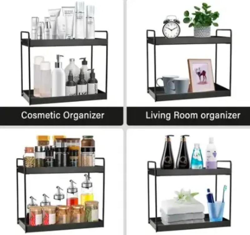 Clazkit Iron 2-Tier Countertop Kitchen Organizer | Tiered Shelf Storage Rack, Counter Top Organiser Storage Shelf for Home Kitchen and Bathroom - Image 3