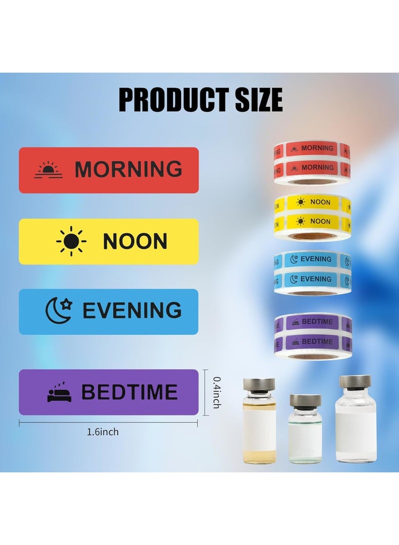 SYOSI ملصقات الأدوية، ملصق تعليمات الأدوية لمنظم الحبوب والمخطط، ملصقات ورقية دائمة مع تذكيرات الصباح والظهيرة والمساء، سهلة القراءة لإدارة الأدوية اليومية، 1 × 4 سم - Image 2