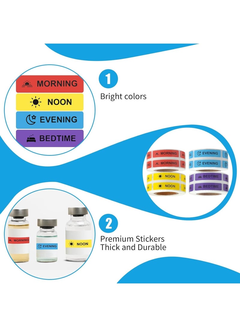 SYOSI ملصقات الأدوية، ملصق تعليمات الأدوية لمنظم الحبوب والمخطط، ملصقات ورقية دائمة مع تذكيرات الصباح والظهيرة والمساء، سهلة القراءة لإدارة الأدوية اليومية، 1 × 4 سم - Image 3
