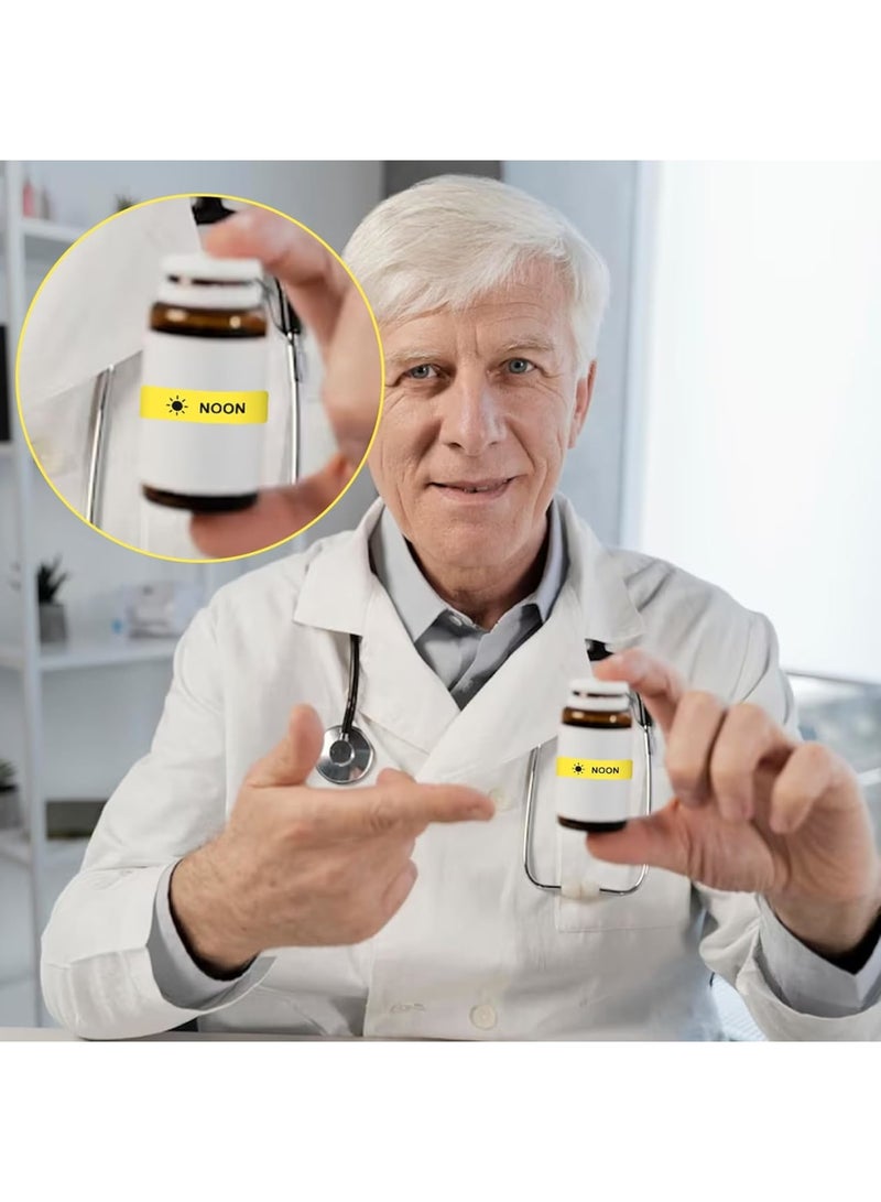 SYOSI ملصقات الأدوية، ملصق تعليمات الأدوية لمنظم الحبوب والمخطط، ملصقات ورقية دائمة مع تذكيرات الصباح والظهيرة والمساء، سهلة القراءة لإدارة الأدوية اليومية، 1 × 4 سم - Image 5