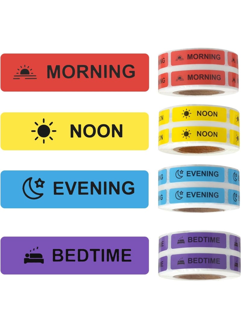 SYOSI ملصقات الأدوية، ملصق تعليمات الأدوية لمنظم الحبوب والمخطط، ملصقات ورقية دائمة مع تذكيرات الصباح والظهيرة والمساء، سهلة القراءة لإدارة الأدوية اليومية، 1 × 4 سم - Image 1