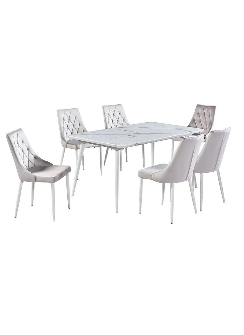 dining table with metal legs 6 chairs - pzsku/ZBDAF54A8CDE5AB8A7990Z/45/_/1732973313/3757a7b1-0637-422d-b7ec-85d0a927a09c