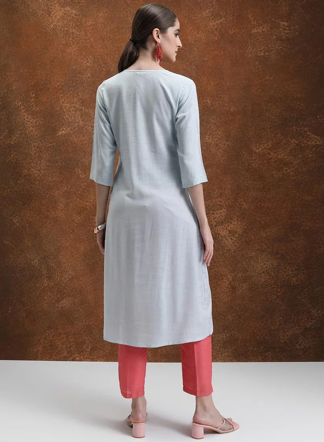 Vishudh Vishudh Ethnic Motifs Yoke Design Pleated Mirror Work A-Line Kurta