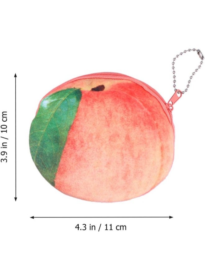 klarako Coin Pouch with Keychain Cute Juicy Peach Fruit Shape Soft Plush Coin Purse Change Cash Bag Zipper Small Purse Wallets for Women Girls Kids - Image 1