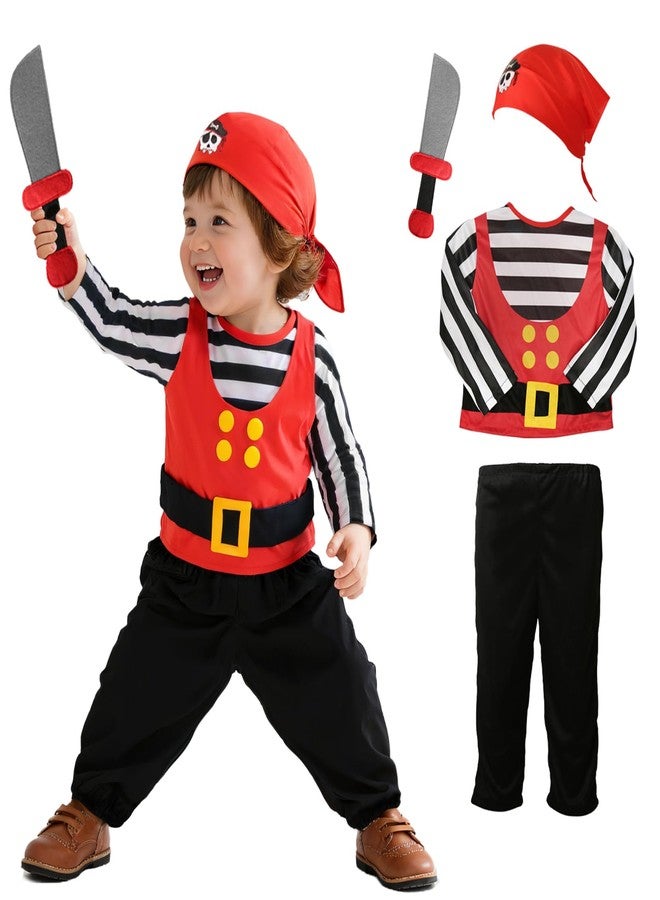 VZQI Pirate Costume Kids Toddlers and Boys Girls with Pirate Accessories Cosplay Dress Up Set for Halloween M - Image 1