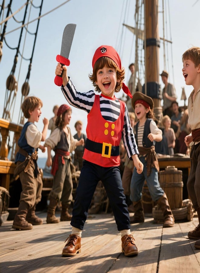 VZQI Pirate Costume Kids Toddlers and Boys Girls with Pirate Accessories Cosplay Dress Up Set for Halloween M - Image 2
